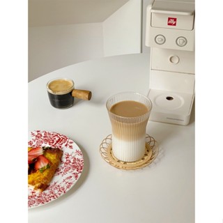 ZERO日式掛耳咖啡杯豎紋玻璃水杯冰家用美式拿鐵杯果汁牛奶杯#預購#要開超取請聊聊我LIGHT HOME