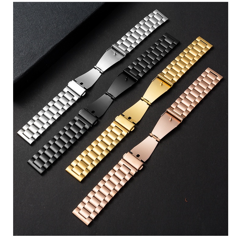 新品 非原廠錶帶代用浪琴阿瑪尼錶帶手錶帶配件不鏽鋼實心鋼帶男精鋼帶蝴蝶扣表鏈