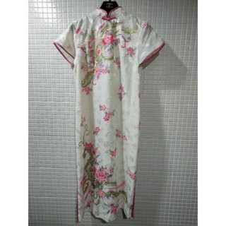 復古風/白色印花/民國旗袍/洋裝(近全新）/Size ：9/質感很好/宮廷風/妃子/ 適合宴會婚宴生日party禮服 
