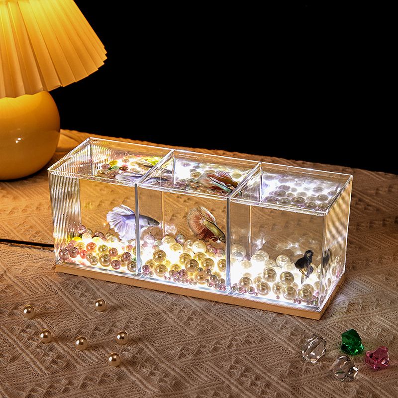 SQG桌面魚缸斗魚缸家居小型魚缸水族箱迷你創意免換水懶人魚缸