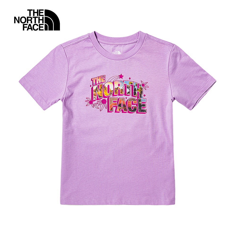 The North Face北面兒童紫色復古設計品牌標誌印花短袖T恤｜875AHCP