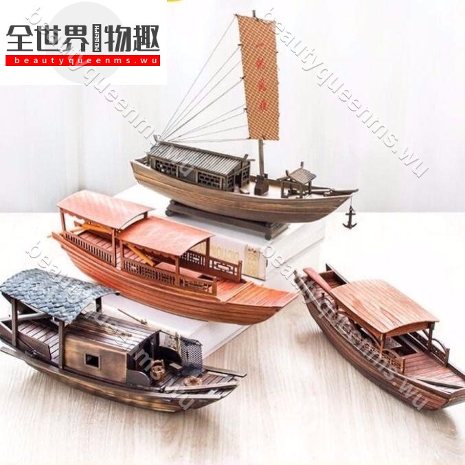 購物趣🎉奧雅迪佳帆船小船模型手工木制模型船模漁船紹興烏篷船禮物