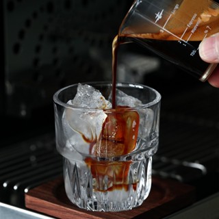 【銘行】【餐吧用具特賣】ins玻璃咖啡杯 透明豎紋玻璃杯 冰美式拿鐵杯 Dirty咖啡杯澳白杯