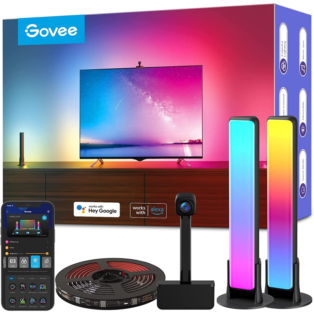 Govee DreamViewT1 Pro電視情境氛圍燈組,鏡頭感應,整合智慧幻彩燈條與兩邊氛圍燈,支援55-65吋螢幕