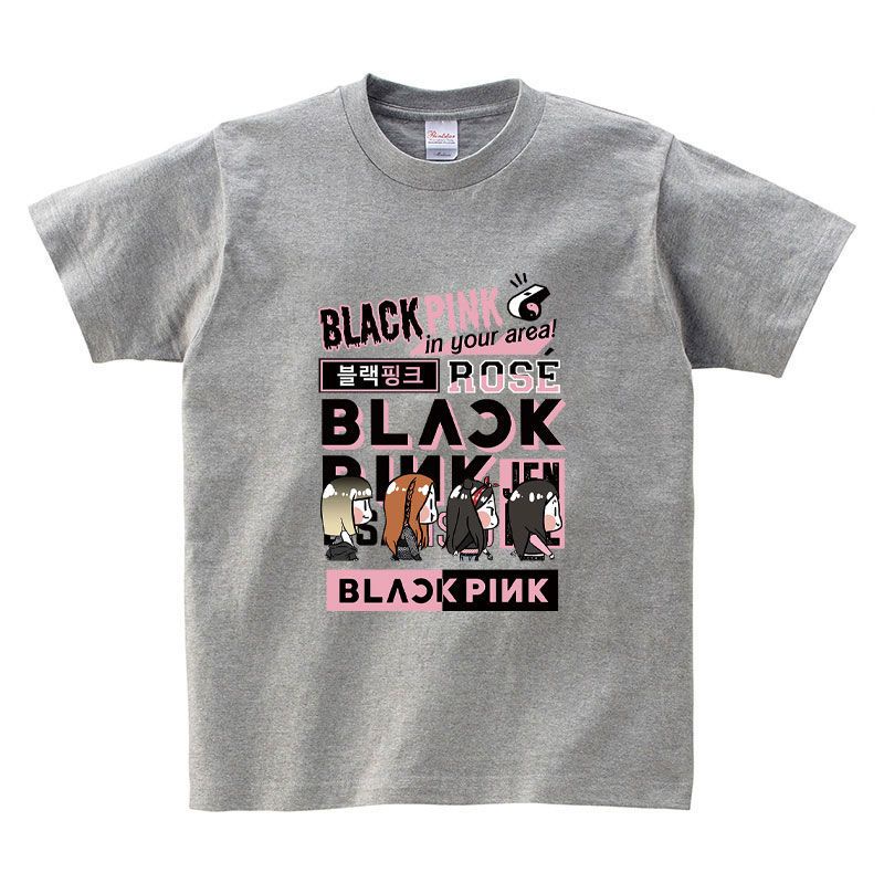 童裝BLACKPINK兒童衣服女童男童T恤100%純棉柔軟印花上衣