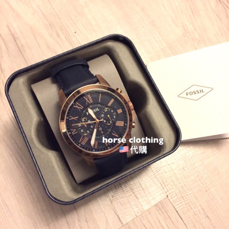 FOSSIL FS4835 男生手錶 時尚玫瑰金三眼計時腕錶 皮