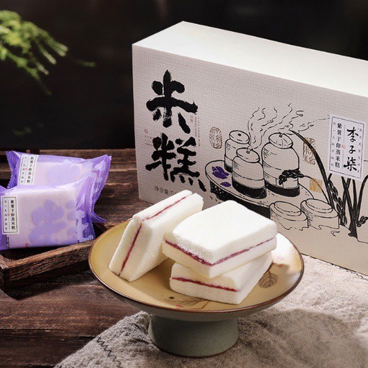 【吖米吖米】李子柒米糕一整盒 紫薯蒸米糕 桃桃米糕 夾心口袋 方便早餐 米糕點心 純米粉