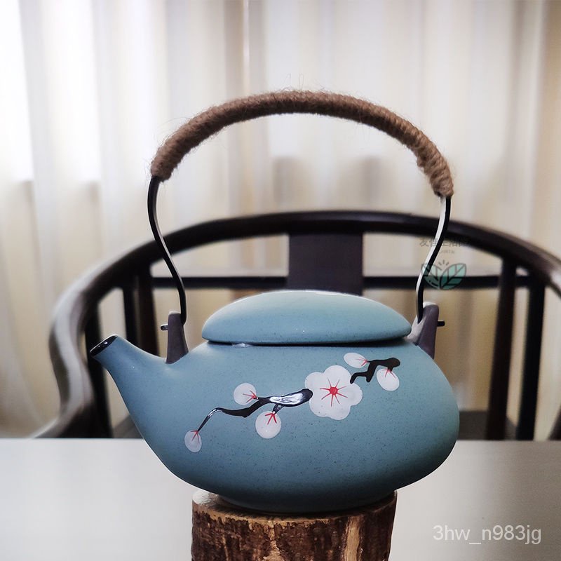 日式仿古茶壺 茶水壺 單個紫砂提樑壺 複古泡茶器 傢用銅把單壺 大容量茶壺
