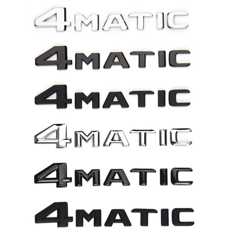 花蓮出貨㊣適用於賓士4MATIC車標 新款老款改裝四驅車貼LOGO 側標尾標誌 黑色銀色3D字母標英文標4 matic