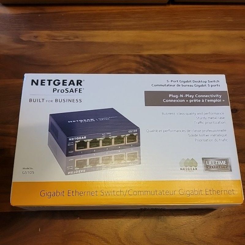 [全新現貨, 特價優惠] NETGEAR GS105 5埠Giga 無網管型交換器 公司貨盒裝 (已拆封測試)