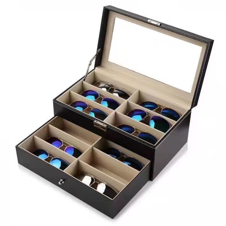 🔥台灣熱賣🔥高檔眼鏡盒收納盒太陽鏡展示盒眼鏡手錶盒傢用多格防塵多層 FF9K