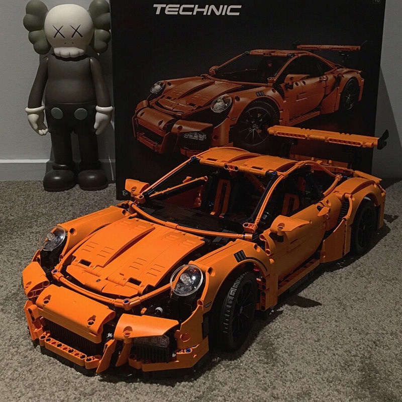保時捷911橘色兼容樂高拼裝組裝模型小孩啟懞 YJ拼裝模型