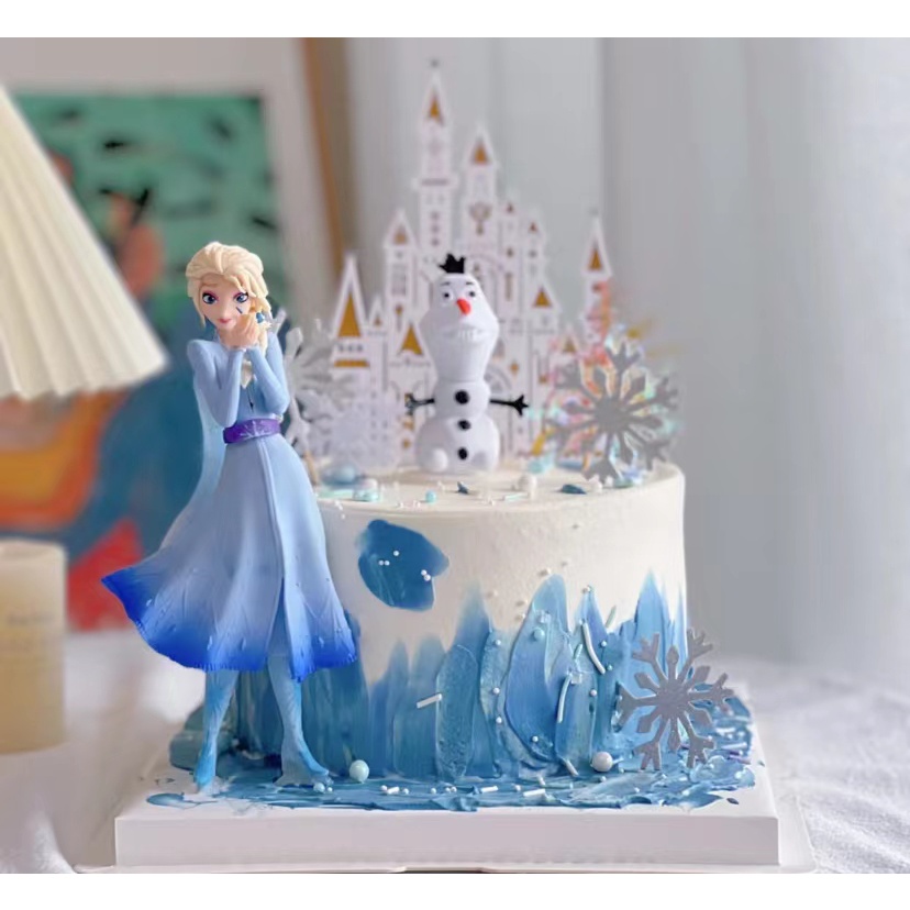 🎈Party store🎈🎈網紅冰雪奇緣愛莎雪寶公主雪花城堡生日蛋糕甜品臺烘焙裝飾擺件