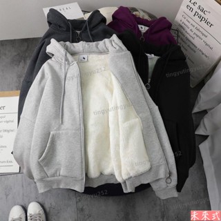 ⭐【新品特惠】法蘭絨衛衣女 新款寬松加大碼韓版連帽加絨加厚拉鏈外套潮ins秋冬季 秋冬 百搭 針織 寬鬆 素色 毛衣外5