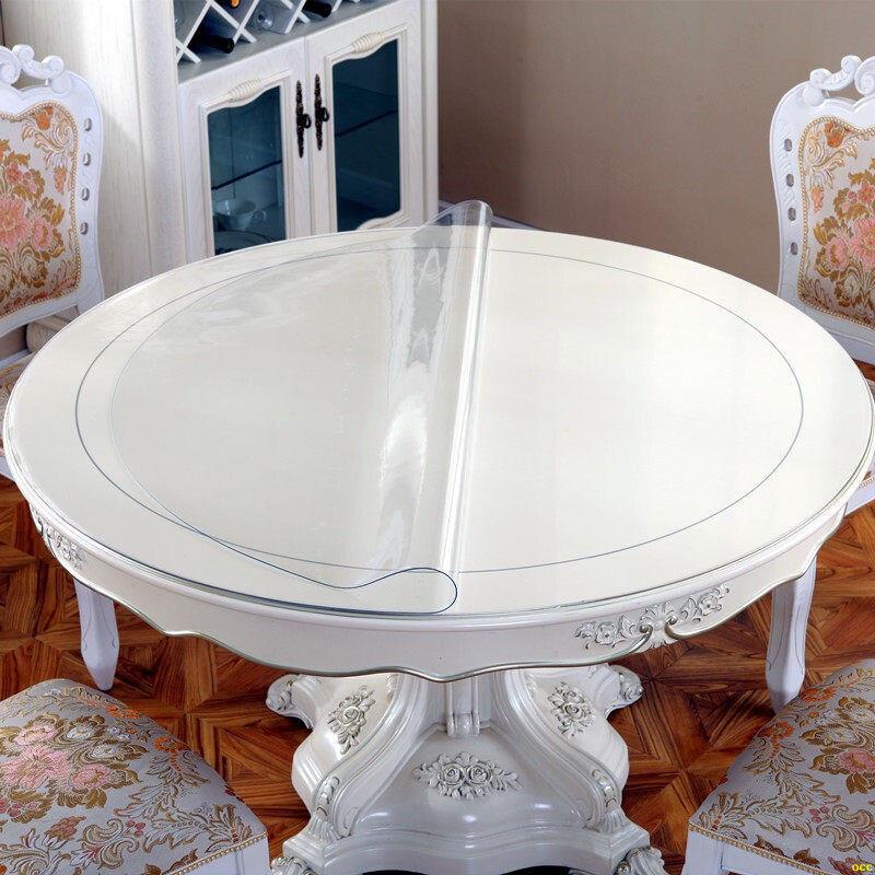 OOC爆品#圓形桌布PVC橢圓形折疊透明防水防燙免洗餐桌布軟玻璃桌墊可定制