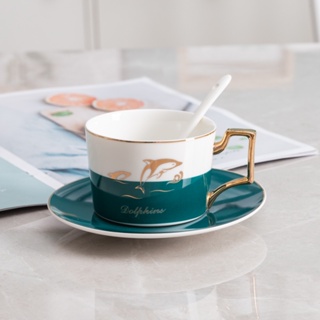 陶瓷 咖啡杯 歐式 小奢華 咖啡杯碟 套裝 家用 下午茶 花茶 杯子 英式 輕奢 勺 陶瓷咖啡杯套裝 歐式花茶杯子
