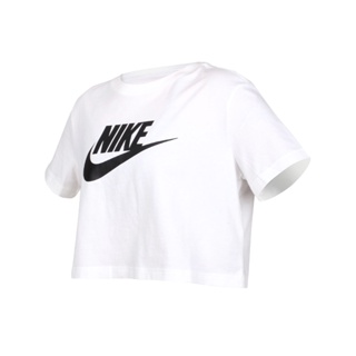 NIKE 女短袖T恤(純棉 慢跑 休閒 上衣 短版「BV6176-100」 白黑