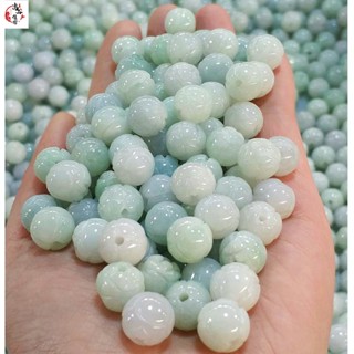 DIY配飾 翡翠散珠a貨蓮花冰種玉石圓珠子diy手鏈項鏈手工編織隔珠配件