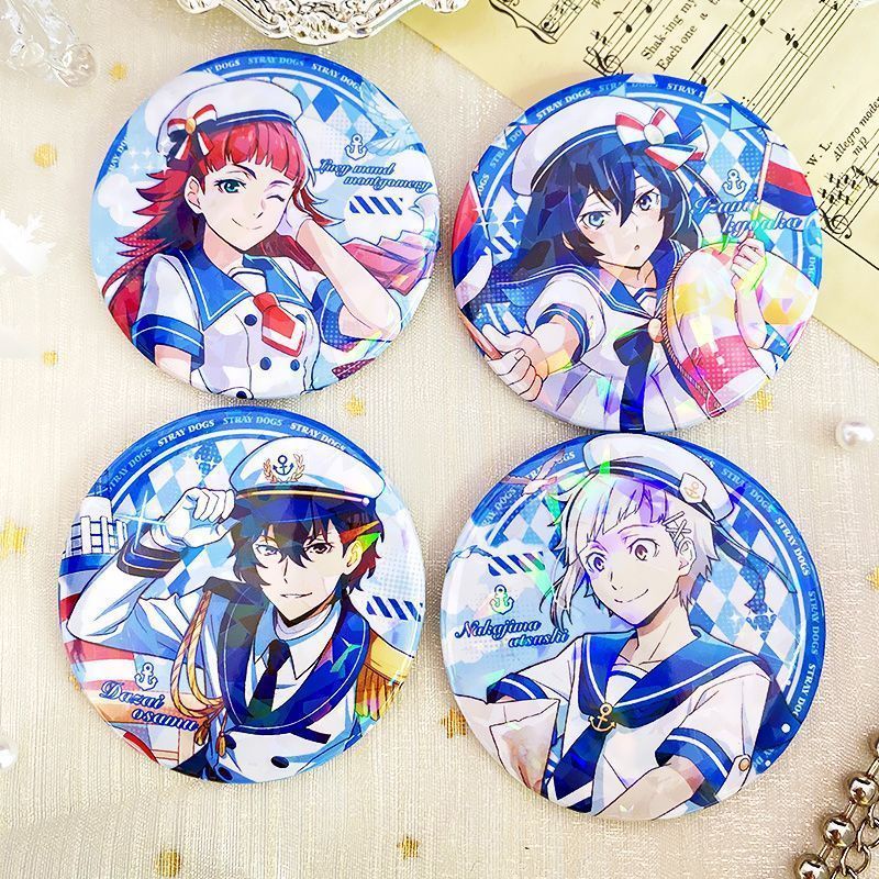 文豪野犬太宰治中島敦動漫周邊鐳射碎玻璃馬口鐵日谷底徽章吧唧