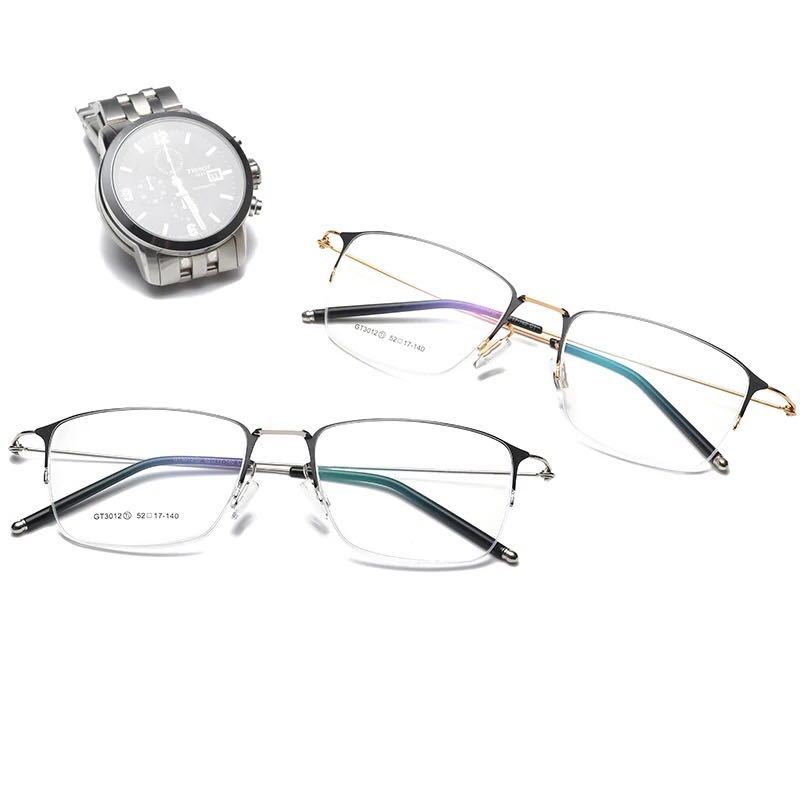 台灣熱銷促銷新款眼鏡半框超輕鈦合金配變色近視眼鏡成品眼鏡框9架有*度數男女款學生1006075