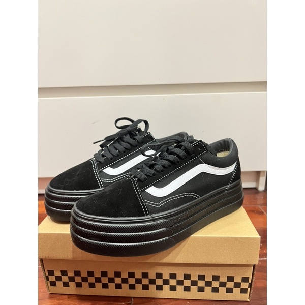 vans old school 3sole 厚底全黑 24.5