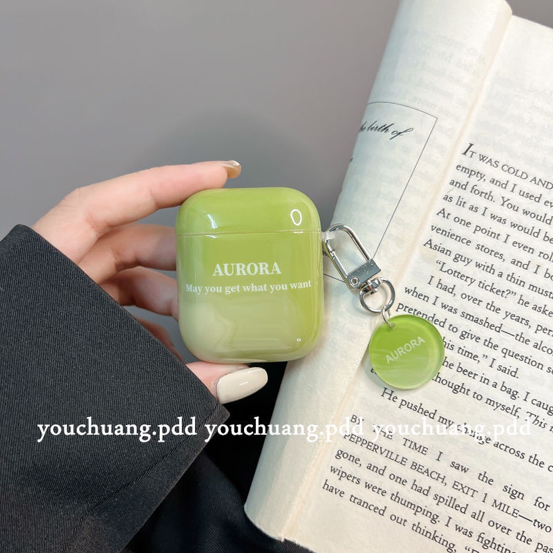A.CE 抹茶綠色字母新款airpods pro2保護套蘋果3代藍牙耳機軟殼1/2氣質