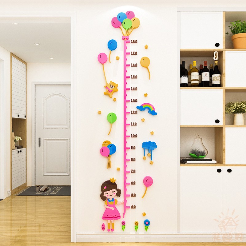 台灣熱賣 3款卡通兒童房壓克力身高壁貼 3D立體墻貼 客廳房間卧室裝飾幼兒園牆面裝飾測量身高貼