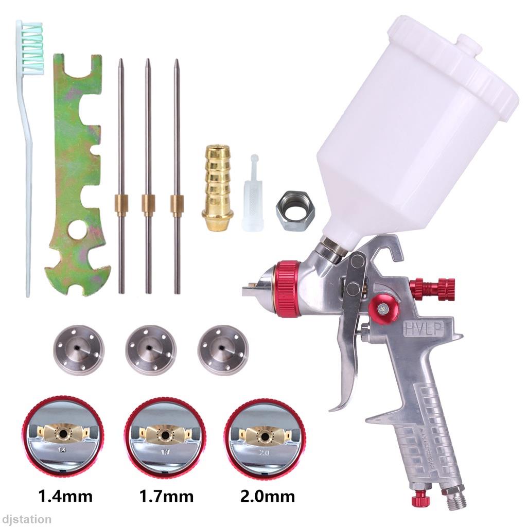 高品質 1.4/1.7/2.0 毫米噴嘴專業 HVLP 噴槍 600 毫升重力式噴槍套件，適用於汽車家具噴漆