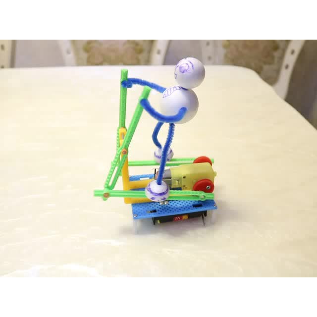 跑步健身機器人科技制作發明電動踏步橢圓機創客教育拼裝玩具模型[DIY]