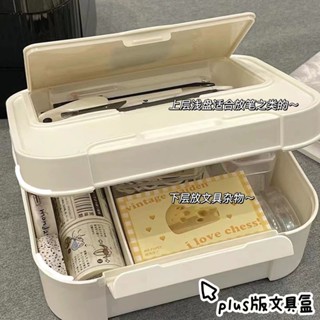 精選好物💦帶蓋收納盒桌面ins多功能筆筒防塵分格大容量多層學生宿舍文具盒