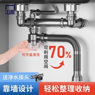 廚房水槽下水管套裝 下水器套裝 家韻廚房洗菜盆下水管配件水槽下水器套裝下水管道排水管洗碗槽池