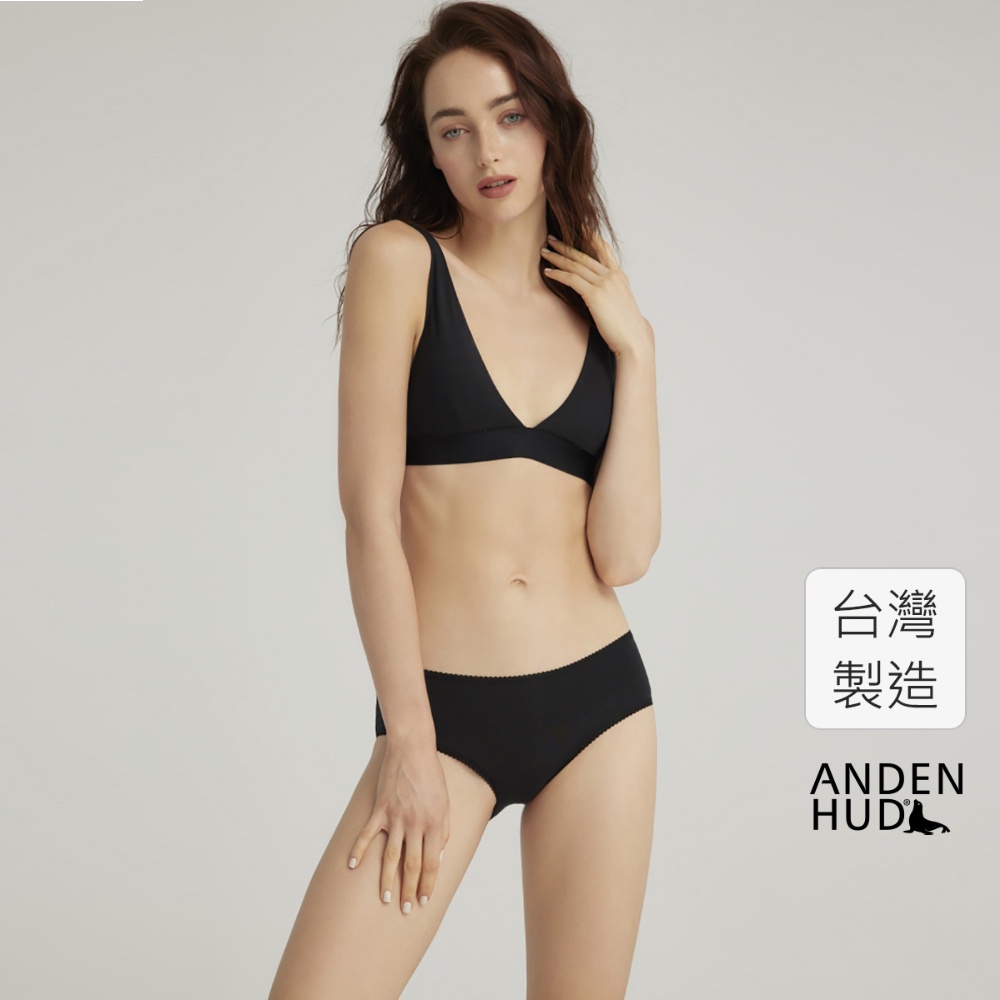 【Anden Hud】莫代爾系列．花邊中腰三角內褲(黑色) 台灣製