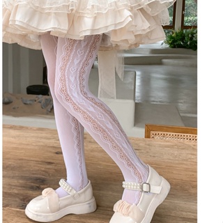 台灣熱賣 女童連褲襪 春秋薄款洛麗塔襪子 白色公主襪子 夏季透氣絲襪 兒童打底襪子