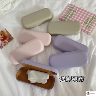 一杯冰美妮🧸【爆款】ins奶油紫色眼鏡盒韓版pu眼鏡收納盒加厚抗壓簡約便攜男女墨鏡盒