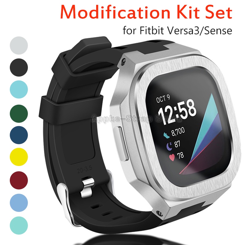 ♦Fitbit Versa 3 橡膠錶帶金屬擋板保護帶, 適用於 Fitbit Se