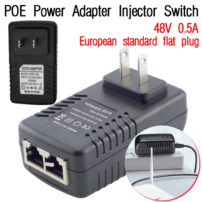 AC 110V-240V to DC 12V 15V 24V 48V 0.5A 1A POE Injector powe