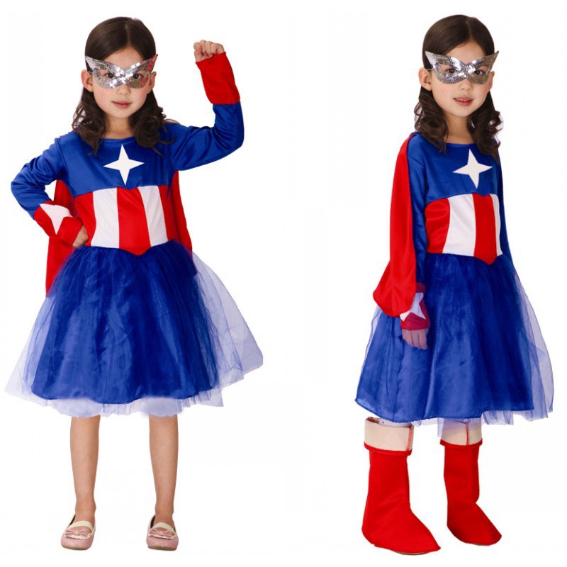 【Cosplay服飾】G-0119萬聖節Cosplay服裝 女童 兒童美國隊長  複仇聯盟裝扮 盾牌 54BR