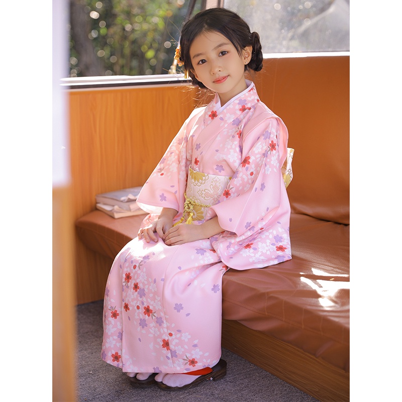 桔子點點日本兒童和服日式童裝浴衣女童演出服和風連衣裙