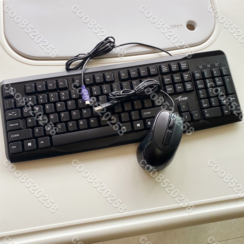 小袋鼠鍵盤鼠標套裝ps2圓孔接口老式臺式機工控機商務辦公防水usbcoo8520258