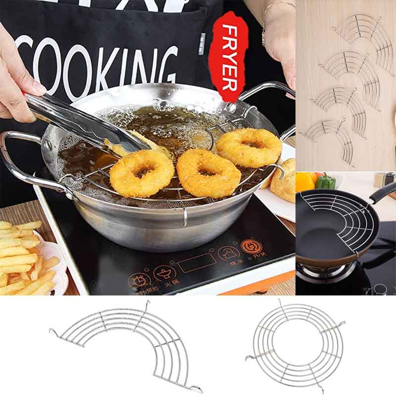 Stainless Steel Semicircle Oil Strainer Frying Pan Oil Drain