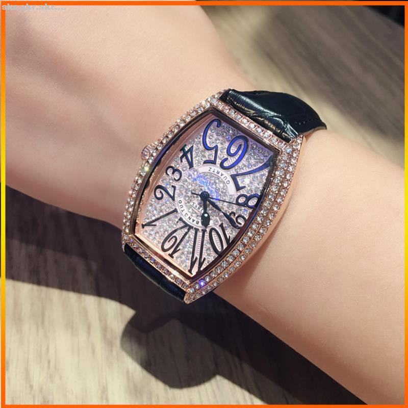 【SK】特價網紅同款方形男款女款滿天星時尚滿鑽大表盤理查德石英錶腕錶