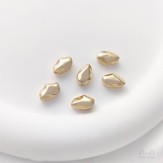 Ala-0209-高保色高品質---保色14K包金切面石頭珠豌豆隔珠六芒星隔片diy手工串珠耳飾品配件