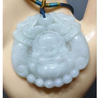 高檔天然彌勒佛翡翠玉墜項鍊，賠售