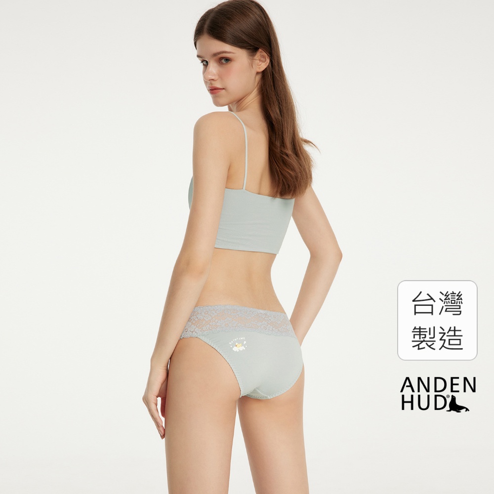 【Anden Hud】休息一夏．抓皺蕾絲低腰三角內褲(沐日藍-泡澡時光) 純棉台灣製