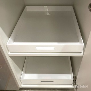 🔥臺灣熱賣🔥亞剋力廚房定製抽屜託盤長方形底部免釘抽拉滑軌櫥收納籃懸空按照抽拉式收納盒 滑軌拉籃 櫥櫃內抽屜置物架 抽屜