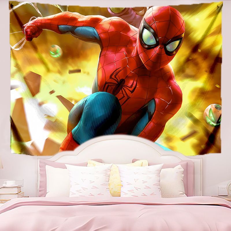 蜘蛛俠漫威超級英雄背景布臥室客廳墻上裝飾布置復仇者聯盟掛墻布