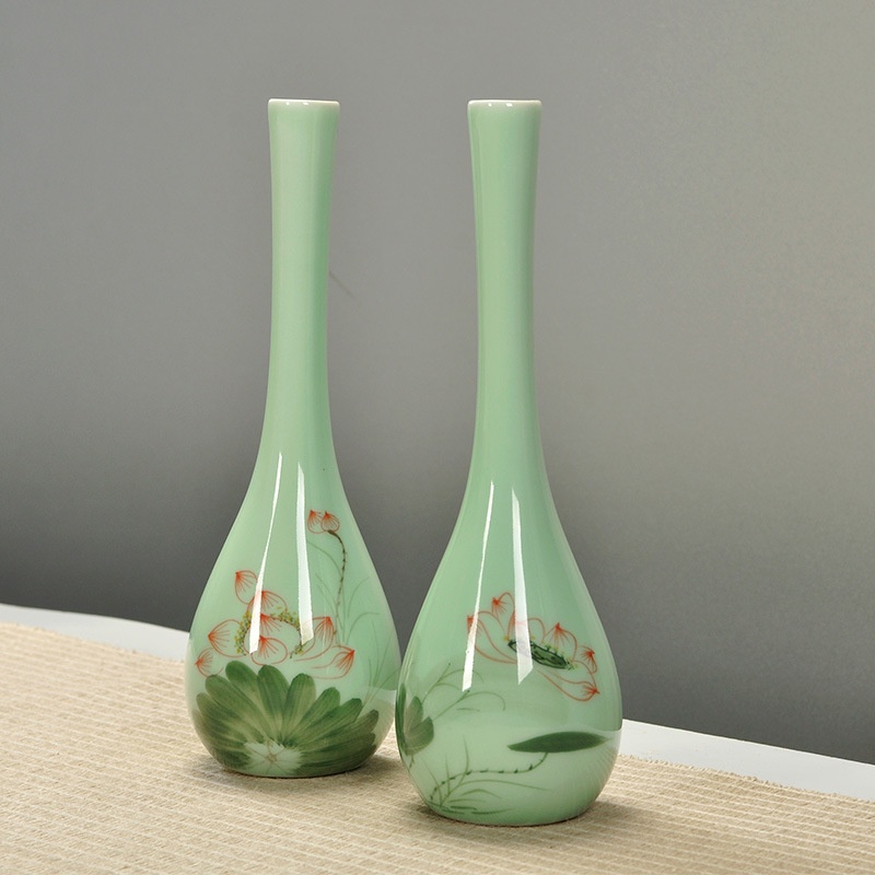 觀音玉凈瓶 青瓷 手繪 陶瓷 花插 瓷器 小花瓶 花器 簡約 時尚 家居 飾品 擺件