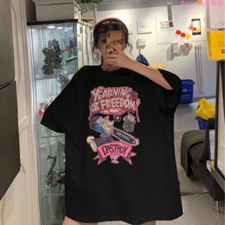 超寬鬆 超大尺碼~韓版超肥加大碼胖mm夏裝200-300斤學生寬松怪味短袖t恤女裝上衣ins潮上衣女 長款 T恤 大尺碼