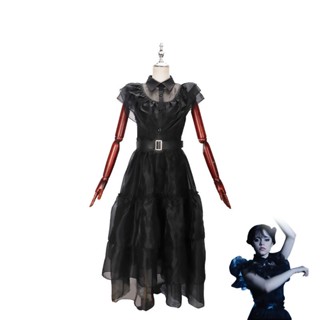 ❤️‍🔥新亞當斯一家cos服萬聖節星期三亞當斯黑色連衣裙cosplay服裝