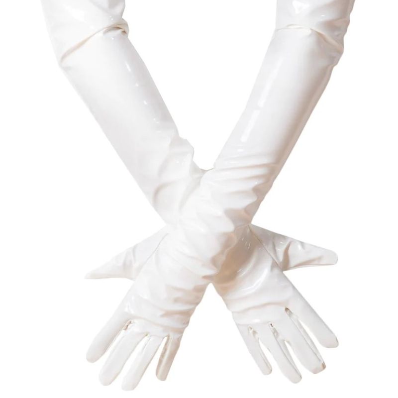 【桃園出貨】【保密發貨】乳膠長短款白色latex手套男女通用sm調敎情趣內衣